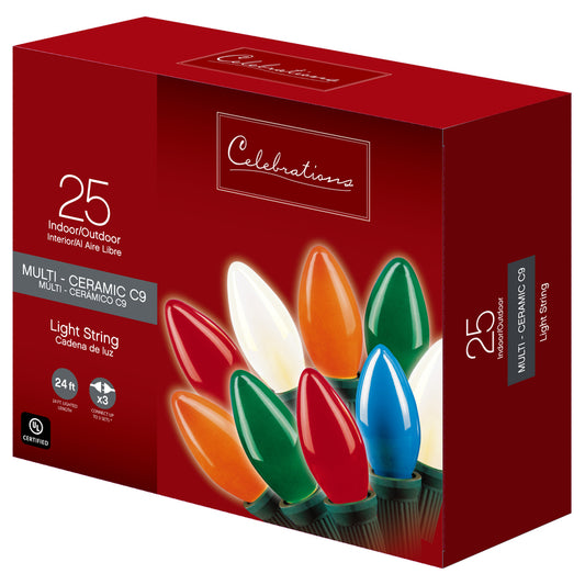 Celebrations Incandescent C9 Multicolored 25 ct String Christmas Lights 24 ft.