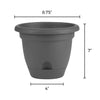 Bloem Lucca Charcoal Gray Resin UV-Resistant Round Self-Watering Planter 7 H x 9 Dia. in.