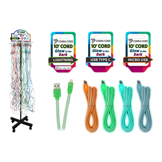 Diamond Visions Lightning, Type C and Micro USB Cable 10 ft. Assorted (Pack of 72)