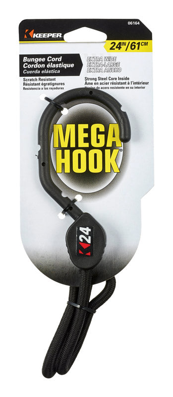 Keeper Mega Hook Black Bungee Cord 24 in. L X 0.315 in. 1 pk