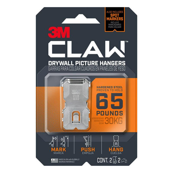 3M Claw Silver Drywall All Purpose Hanger 65 lb 2 pk - Deal of The Week