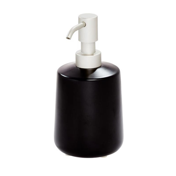 Dispensador de jabón y loción de cerámica negra Eco Vanity de InterDesign