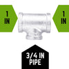 Bk Products 1 In. Fpt  X 1 In. Dia. Fpt Galvanized Malleable Iron Reducing Tee