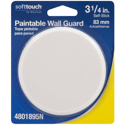 Softtouch Plastic Self Adhesive Paintable Wall Guard White Round 3-1/4 in. W 1 pk