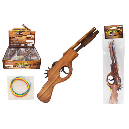 Diamond Visions Rubber Band Pistol Wood Brown (Pack of 12)