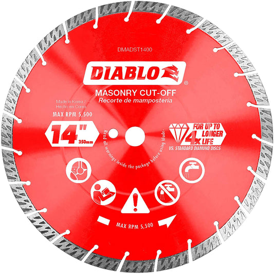 Diablo 14 in. D X 1 in. Diamond Turbo Rim Masonry Cut-Off Disc