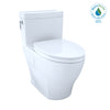 TOTO Aimes WASHLET+ One-Piece Elongated 1.28 GPF Universal Height Skirted Toilet with CEFIONTECT, Cotton White - MS626124CEFG#01