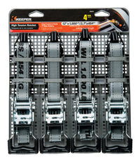 Keeper 1 in. W X 12 ft. L Gray Ratchet Tie Down Strap 1000 lb 4 pk
