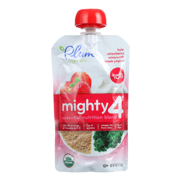 Plum Organics Essential Nutrition Blend - Mighty 4 - Kale Strawberry Amaranth Greek Yogurt - 4 oz - Case of 6 (Pack of 6)