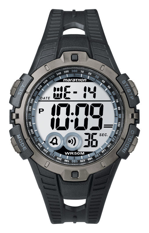 Timex Marathon Mens Round Black Digital Sports Watch Resin Water Resistant