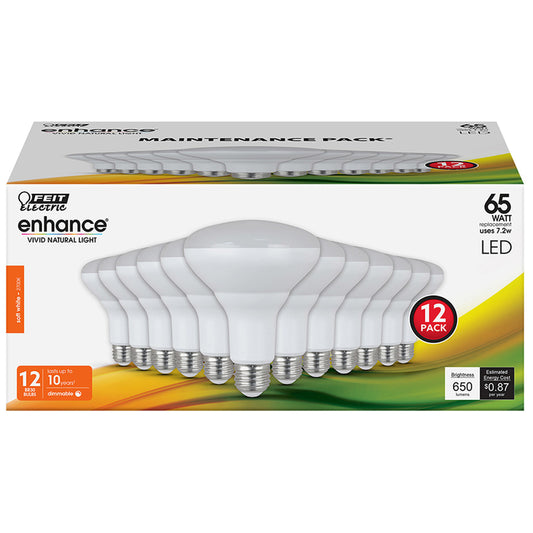 Feit Enhance BR30 E26 (Medium) LED Bulb Soft White 65 Watt Equivalence 12 pk