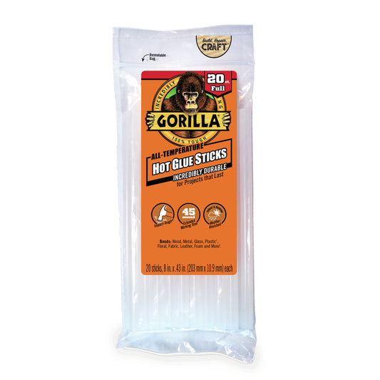 Gorilla High Strength Hot Glue Sticks 20 pc. (Pack of 4)