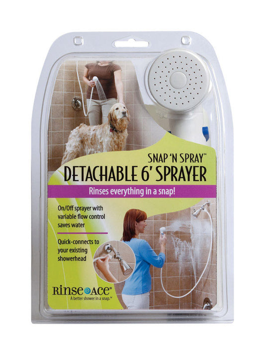 Rinse Ace Snap N Spray Polished Plastic Quick-Connect 1-Setting Shower Head 2.5 GPM x 2 Dia. in.