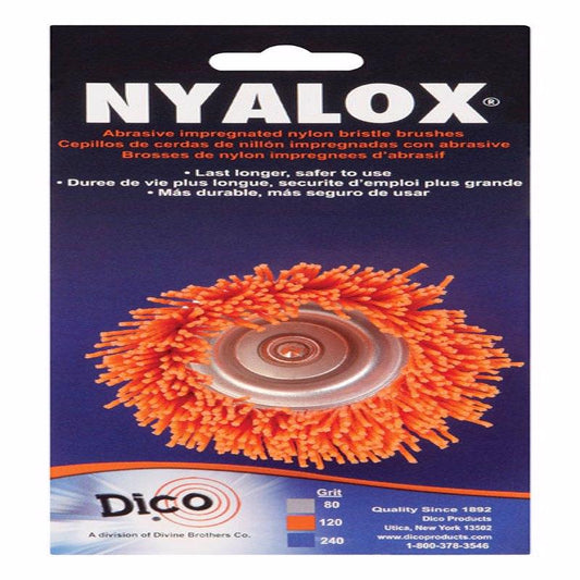 Dico Nyalox 2.5 in. D X 1/4 in. X 1/4 in. D Crimped Nylon Mandrel Mounted Cup Brush 4500 rpm 1 pc