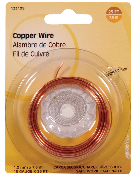 Hillman 25 ft. L Copper 18 Ga. Wire (Pack of 10)