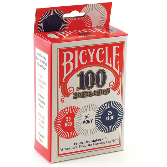 Bicycle Poker Chips Plastic Assorted 100 pc
