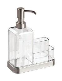 InterDesign Forma Clear Stainless Steel Soap and Sponge Caddy
