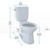 TOTO® Entrada™ Two-Piece Elongated 1.28 GPF Universal Height Toilet, Cotton White - CST244EF#01