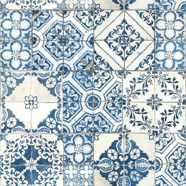 Papel tapiz de vinilo autoadhesivo RoomMates de 20.5 in. de alto X 16.5 ft. de largo, diseño de azulejos mediterráneos (paquete de 4)