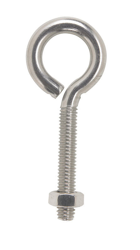 Hampton 5/16 in. x 3-1/4 in. L Stainless Steel Eyebolt Nut Included (Pack of 5)