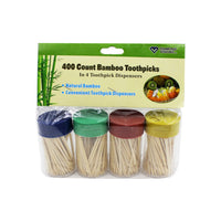 JMK Bamboo Toothpicks with Containers (Pack of 24)
