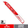 Diablo Steel Demon 9 in. Carbide Thick Metal Reciprocating Saw Blade 8 TPI 3 pk