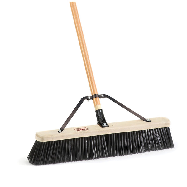 Outdoor Stiff-Bristle Poly Push Broom, 24, Red, Each