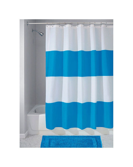 InterDesign 72 in. H x 72 in. W Blue and White Stripes Shower Curtain (Pack of 2)