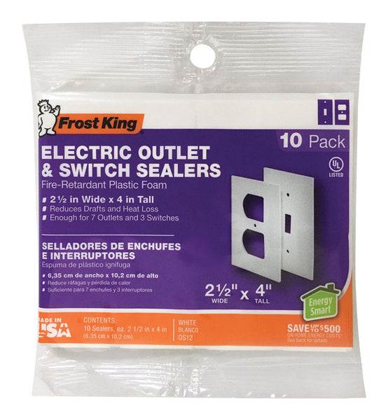 Frost King White 1 gang Plastic Toggle Wall Plate Sealers 10 pk