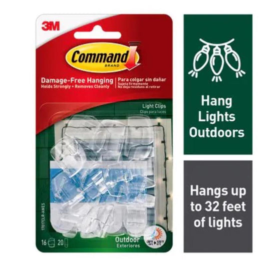 3M Command Strips Clear Outdoor Light Clips with Command� Adhesive (Strips Pack of 4)