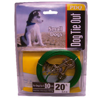 PDQ Green / Silver Vinyl Coated Cable Dog Tie Out Small