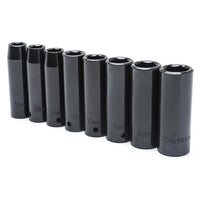 Crescent 1/2 in. X 1/2 in. drive Metric 6 Point Deep Impact Socket Set 8 pc