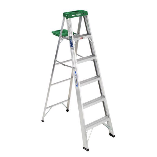 Werner 6 ft. H Aluminum Step Ladder Type II 225 lb. capacity