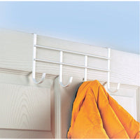 Spectrum 13-3/4 in. L Semi Gloss White Steel Small Over the Door 4-Hook Rack 1 pk