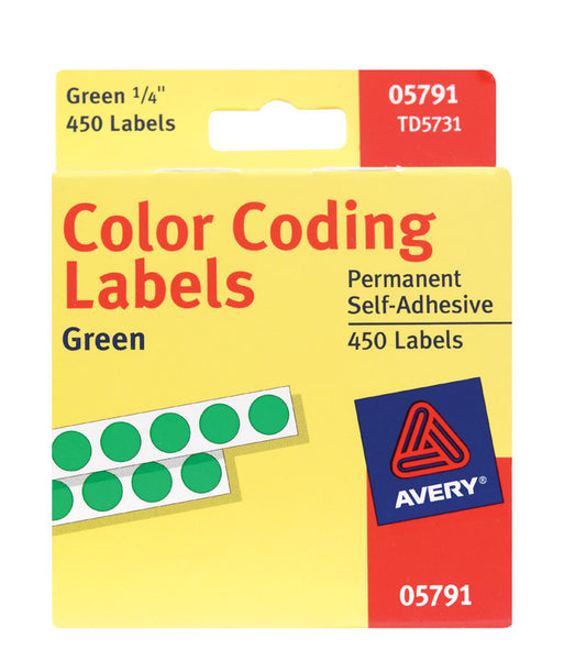 Avery 0.25 in. H X 1/4 in. W Round Green Color Coding Label 450 pk