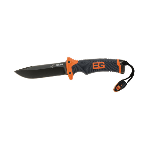 Cuchillo de hoja fija de 10 pulgadas de acero inoxidable con alto contenido de carbono negro/naranja de Gerber Bear Grylls