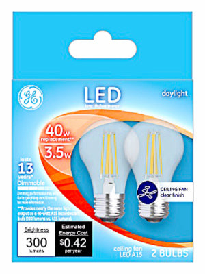 GE A15 E26 (Medium) LED Bulb Daylight 40 Watt Equivalence 2 pk