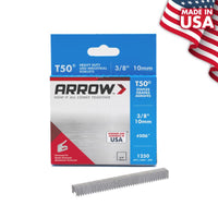 Arrow Fastener T50 3/8 in. W x 3/8 in. L 18 Ga. Flat Crown Heavy Duty Staples 1250 pk (Pack of 4)