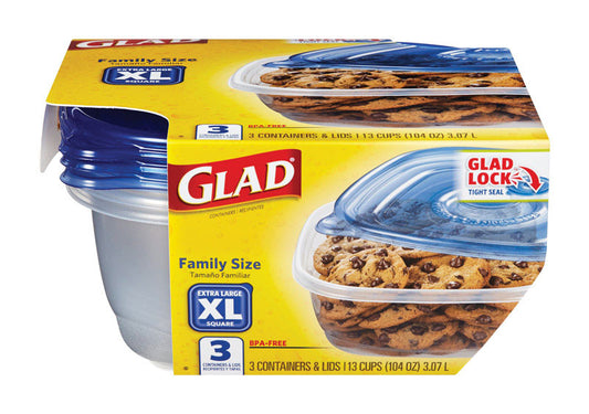 Glad 104 oz oz Clear Food Storage Container 3 pk