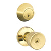 Schlage Byron Bright Brass Knob and Double Cylinder Deadbolt 1-3/4 in.