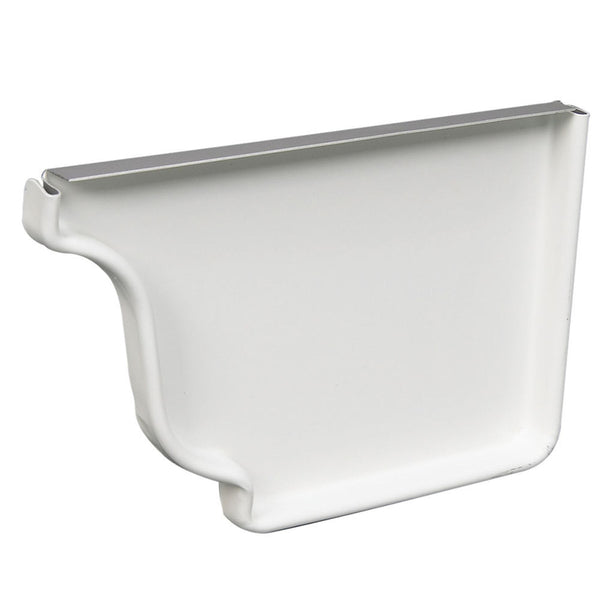 Amerimax Tapa de extremo derecho blanca de aluminio tipo K, 4.5 in de alto x 6 in de ancho