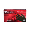 X3 Nitrile Disposable Gloves X-Large Black Powder Free 100 pk