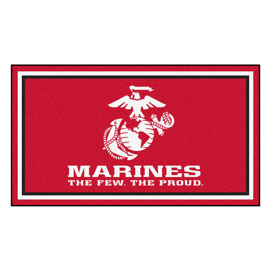 U.S. Marines Red 3ft. x 5ft. Plush Area Rug