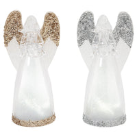 Gerson Gold/Silver Lighted Spinning Water Globe Angel Table Decor 7 in. (Pack of 6)