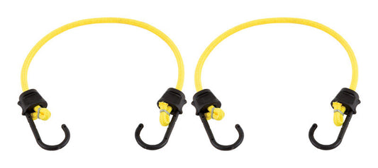 Keeper Yellow Zip Tied UV Resistant Bungee Cord 24 in. with Sheathed Stainless Steel Hooks