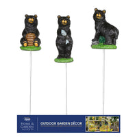 Alpine Multicolored Polyresin 12 in. H Black Bears Planter Stake (Pack of 12)