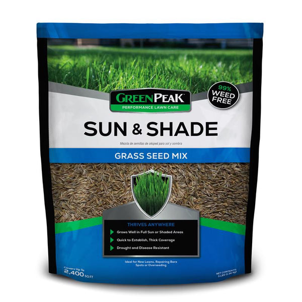 Semillas de césped GreenPeak mixtas para sol o sombra, 3 lb