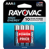 Rayovac High Energy AAA Alkaline Batteries 8 pk Carded
