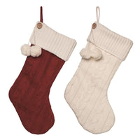 Transpac Assorted Knit Traditional Christmas Stocking 22 in. (Pack of 2)