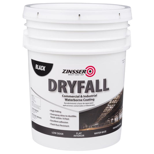 Zinsser DryFall Flat Black Water-Based Dryfall Waterbone Coating Interior 5 gal